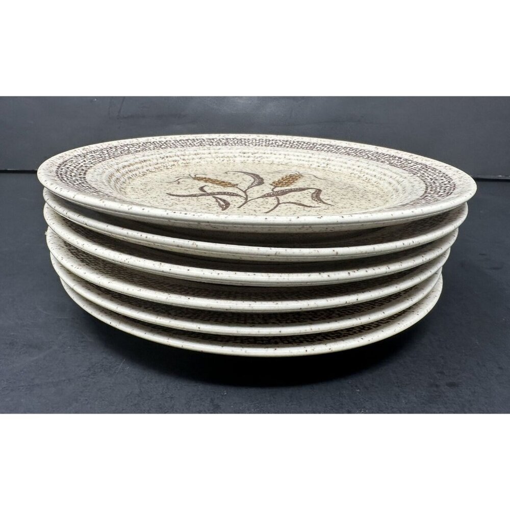 6 HOMER LAUGHLIN COUNTRY WHEAT 7" Plates Table Fair Homestead Harlequin Speckled - Picture 3 of 13